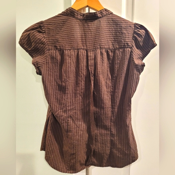 H&M brown striped cap sleeve shirt size 8 - Picture 2 of 4
